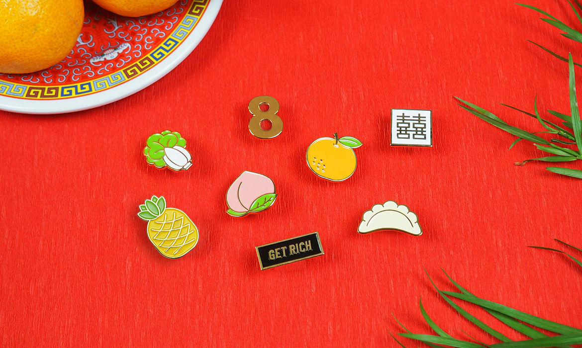 Lunar New Year 'Good Fortune Market' Pin and Macaron Bundle
